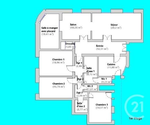 Appartement + f6 à vendre - 6 pièces - 158.7 m2 - PARIS - 75015 - ILE-DE-FRANCE - Century 21 Charles Michels